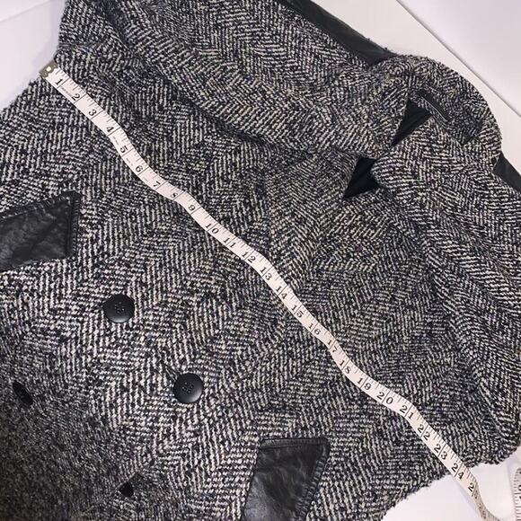 Vintage • Union Made • Leather and Houndstooth tweed Coat • Long coat • Evening - Picture 7 of 12